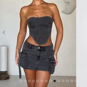 Babyboo Denim corset top and mini skirt